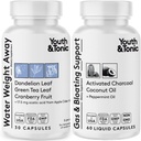 Poids de l'eau et gaz et ballonnement – Pilules diurétiques et charbonnières pour le dégel – Support pour la rétention de l'eau, les jambes de loupe et le ballonnement digestif – Peppermint & Coconut Oil – 90 pilules