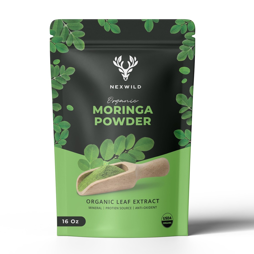 Moringa Oleifera Leaf Powder, Quality Nutrients Gentle Dried Leaves, 100% Pure Moringa Powder | Easily Mixes in Drinks, Smoothies | Pocket Friendly and Easy to Carry (16 Ounces)