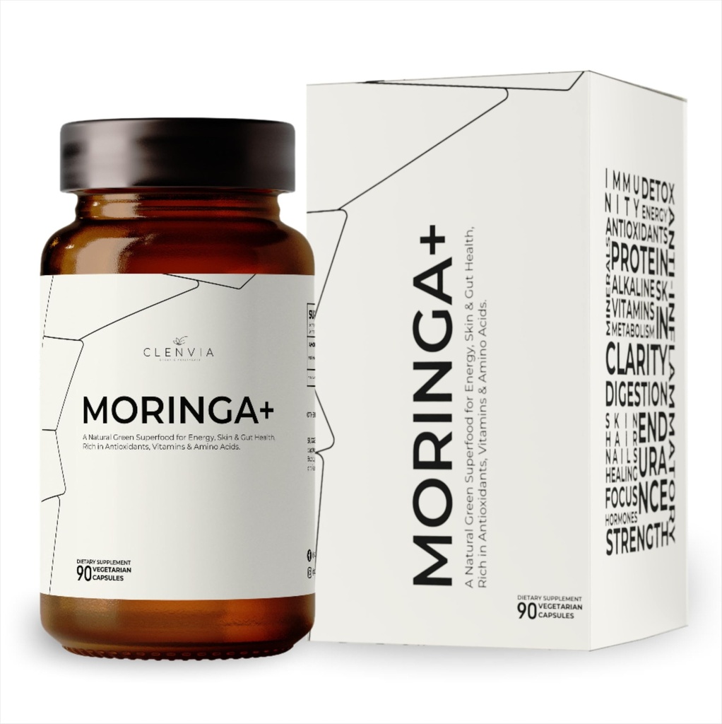 Organic Moringa Capsules 1000mg – 100% Pure Moringa Leaf Powder – Premium Quality Green Superfood Supplement – Rich Botanical Source with Natural Plant-Based Ingredients – 90 Capsules – Made in USA
