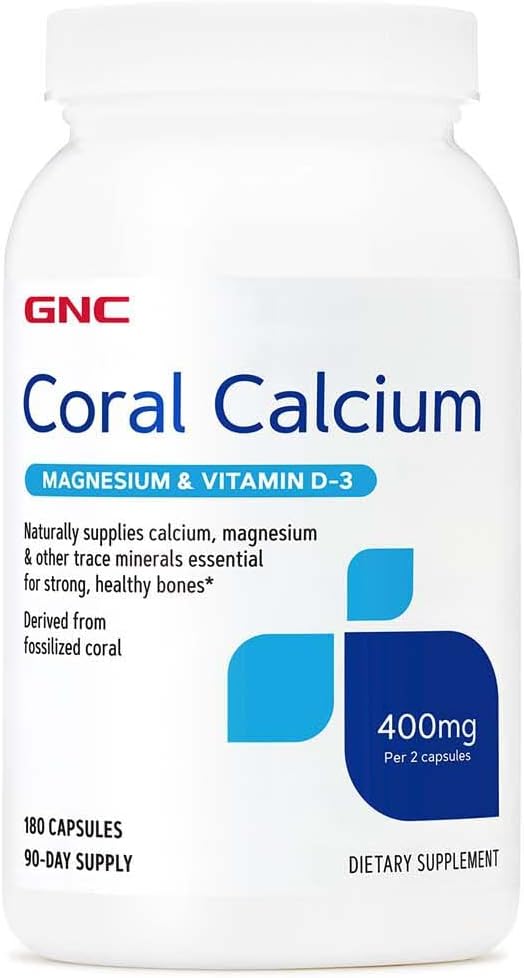 Supplément Coral Calcium GNC 400mg, soutient les os forts, 90 portions