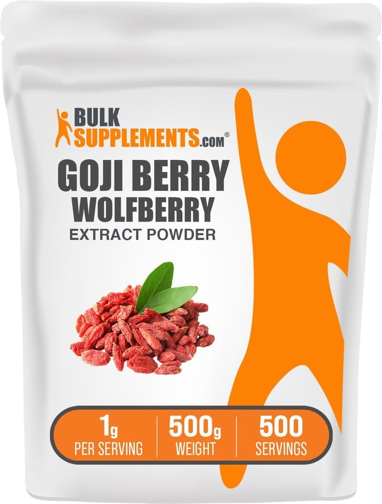 BulkSupplements.com Poudre d'extrait de loupe - supplément de baies Goji, poudre de fruits - végétalien et sans gluten, 1g par portion, 500g (1,1 lb) (paquet de 1)