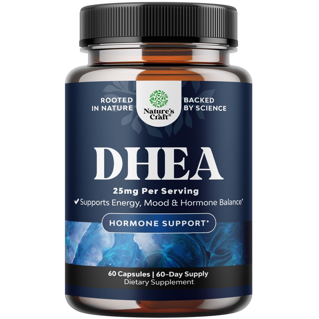 DHEA Supplement for Women & Men - DHEA 25mg per Serving Capsules for Hormone Balance - Promotes Mood Stability Healthy Brain Function & Energy - Dehydroepiandrosterone Capsules - 60 Count