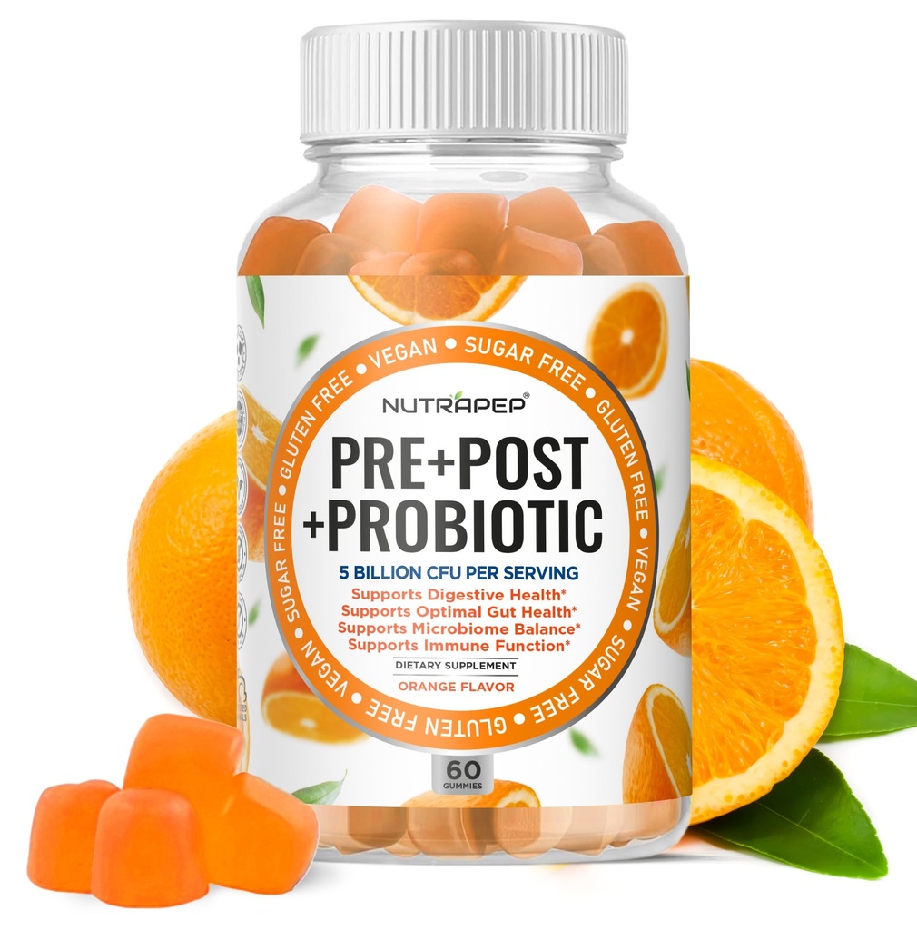 Gommies probiotiques et postbiotiques prébiotiques pour femmes Hommes et enfants Enfants - Haute puissance 5 milliards UFC - Sans sucre et sans gluten