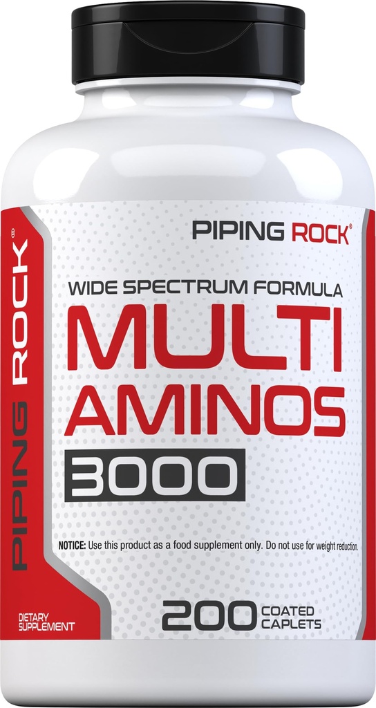 Piping Rock Multi Amino Acid Supplement | 200 Caplets | Advanced Athlete Formula for Women and Men | Non-GMO, Gluten Free