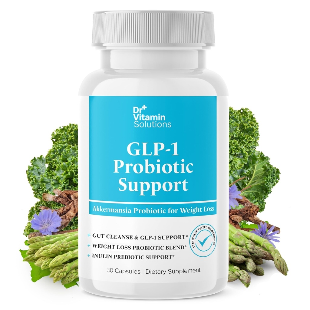 GLP-1 Probiotic Support Appetite Suppressant – Akkermansia muciniphila & Bifidobacterium infantis – Inulin Prebiotic Fiber – Gut Cleanse, Craving & Weight-Loss Support – 30 Caps