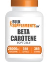 BulkSupplements.com Beta Carotene 25000 UI Softgels - Supplément de vitamine A, Beta Carotene Suppléments - pour le soutien des yeux, sans gluten, 1 Softgel par portion, 365 Nombre (paquet de 1)