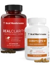 Véritables champignons RealClarity (60ct) et Cordyceps (120ct) Capsules Bundle - Supplément de champignons pour la clarté mentale, focus, énergie et vitalité - végétalien, non-OGM, niveaux vérifiés de bêta-glucanes