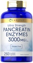 Enzymes digestives Carlyle Pancreatin 250 Caplets avec protéase, Amylase et lipase