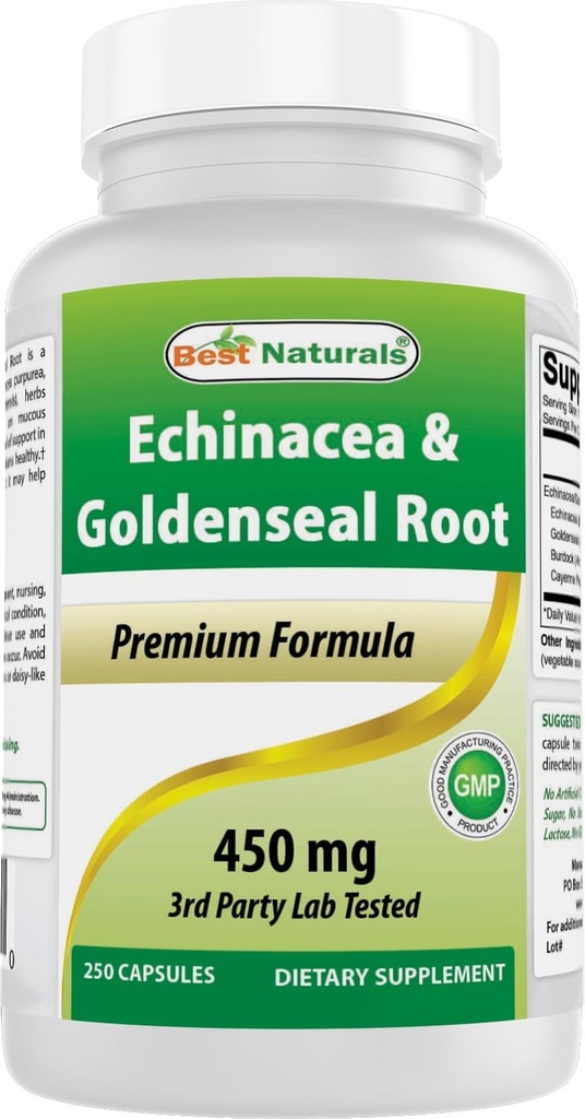 Meilleures naturelles Echinacea Goldenseal 450 mg 250 Caps