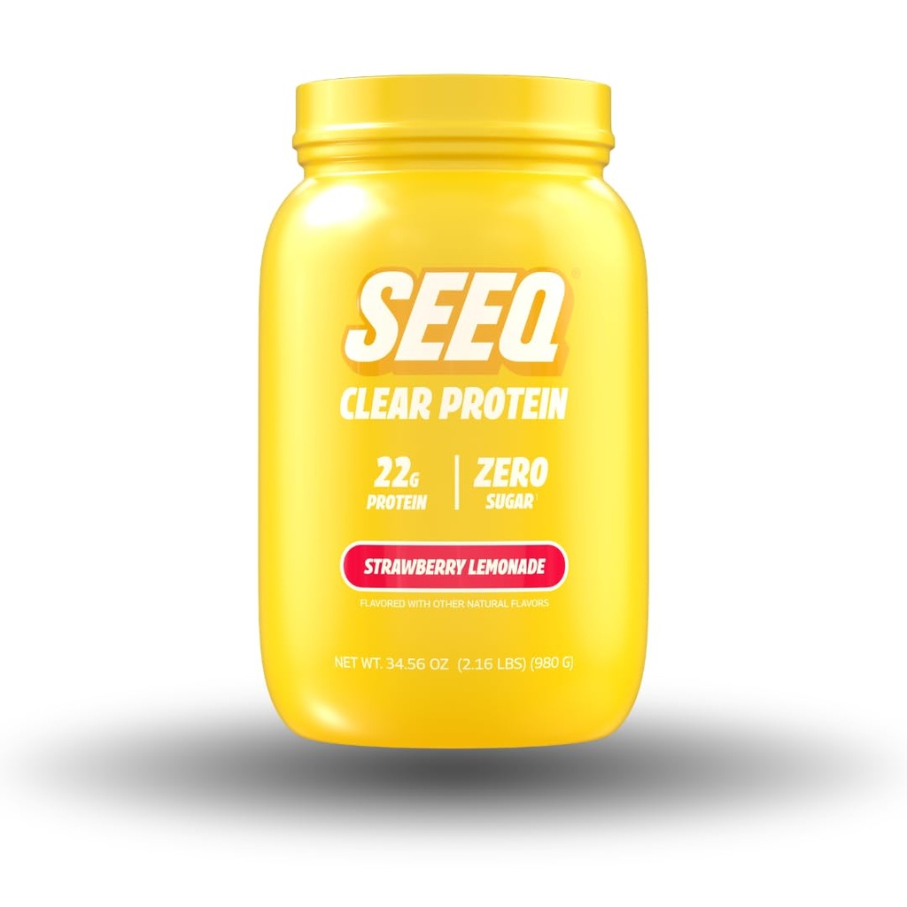 SEEQ Clear Protein Powder - Strawberry Lemonade - 35 Servings - 22g Clear Whey Protein Isolate - Zero Sugar - 0g Lactose - GLP1 Support - Muscle Post Workout Recovery