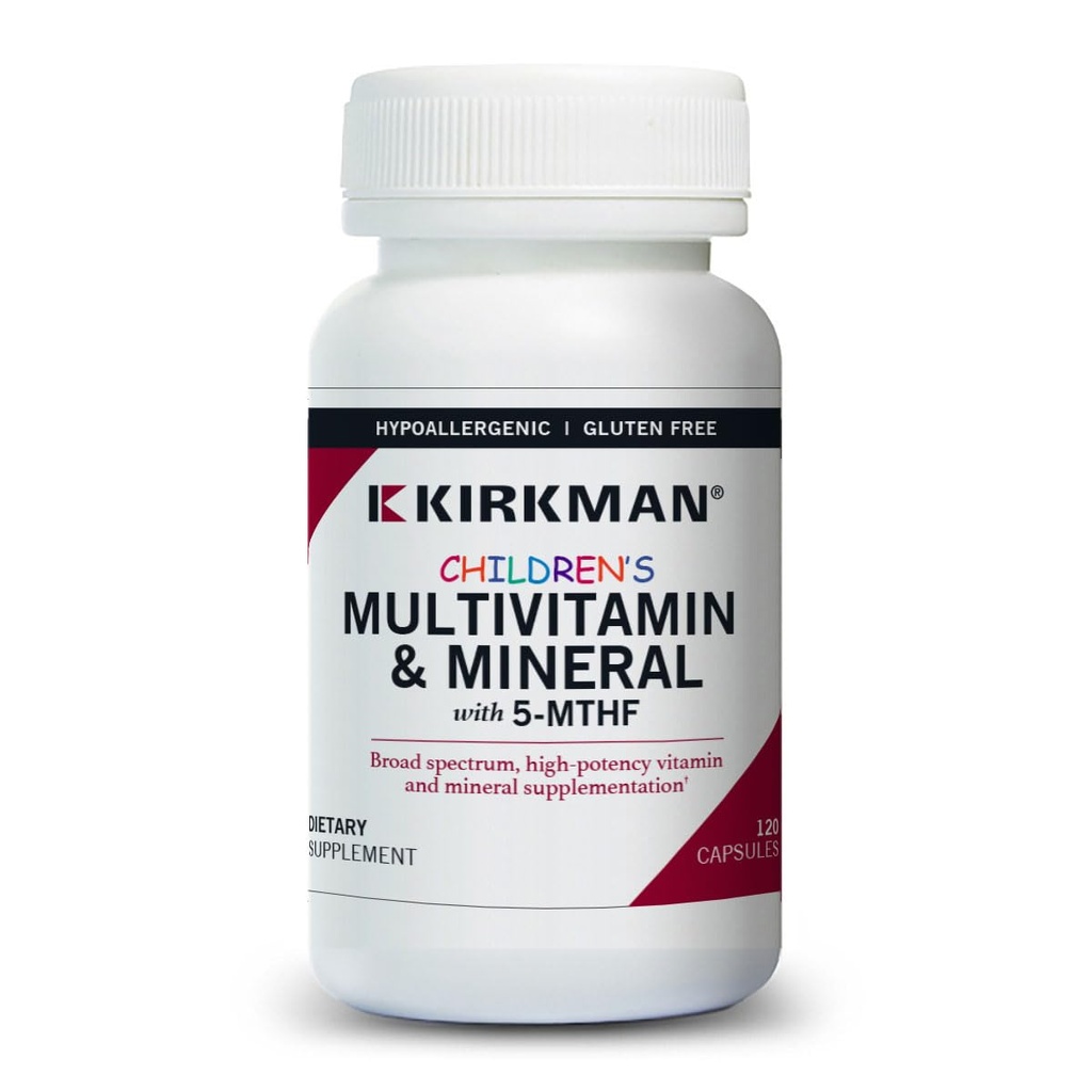 Kirkman - Multivitamines et minéraux pour enfants - 120 capsules - avec 5-MTHF - Potent Broad Spectrum Vitamine/Mineral Supplement - Hypoallergénique