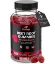 Gommies de racines de betteraves - Supplément de betteraves à oxyde nitrique - Coeur de betteraves rouges Mâcher avec la puissance des graines de raisin et B12- Flamenate de grenade, 60 betteraves à chétive