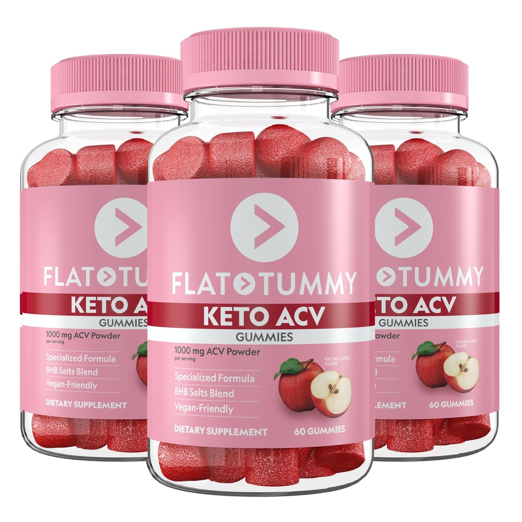 Flat Tummy Keto ACV Gummies, 60 Count – Specialized Formula, Post GLP-1 Keto Supplement, Vegan-Friendly, Non-GMO - Apple Cider Vinegar Gummies, BHB Salts, Beet and Pomegranate Superfood Powders