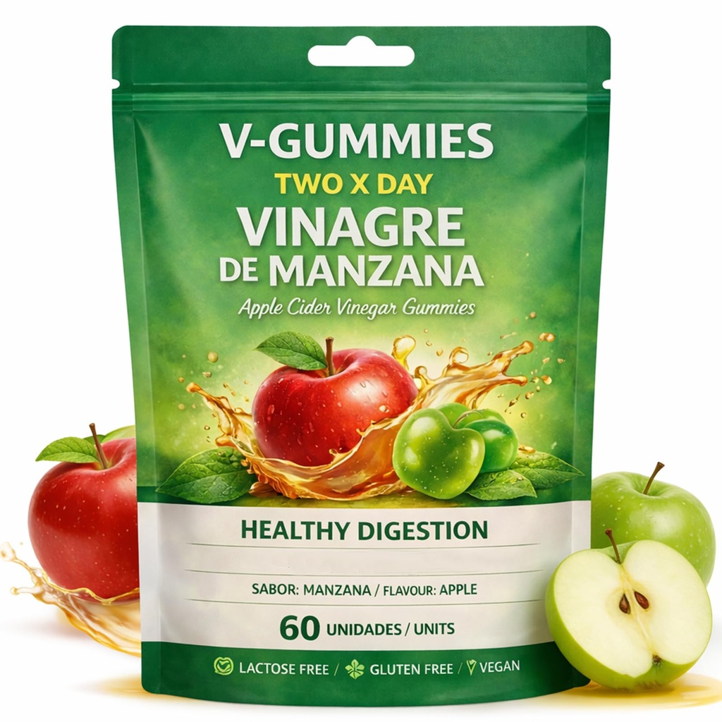 V-𝐆𝐮𝐦𝐦𝐢𝐞𝐬 Vinagre De Manzana with The 𝐌𝐨𝐭𝐡𝐞𝐫, 𝐕𝐢𝐭𝐚𝐦𝐢𝐧 C & B12 – Vegan, Gluten-Free