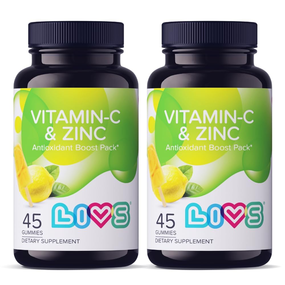 LIVS Vitamin C & Zinc Gummies for Adults & Children – 125mg Vitamin C & 20mg Zinc Per Dose | Vegan Gummy Vitamin for Skin Health, Blood Pressure & Metabolism | Gluten Free Kosher Supplements – 90 Ct