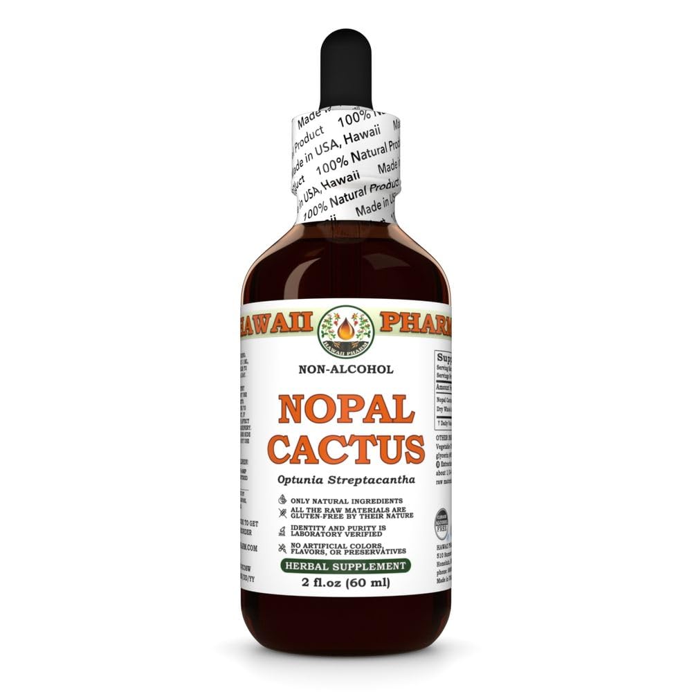 Nopal Cactus (Optunia Streptacantha) Dry Whole Cactus Glycerite, All Natural, Vegan, Lab Tested Alcohol-Free Liquid Extract - 2 fl.oz