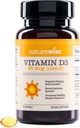 NatureWise Vitamine D3 1000iu (25 mcg) 30 jours d'approvisionnement pour le soutien immunitaire, la fonction musculaire saine et la santé des os - Non-OGM, sans gluten dans l'huile d'olive extra vierge biologique, (Mini Softgel), 30 comtes