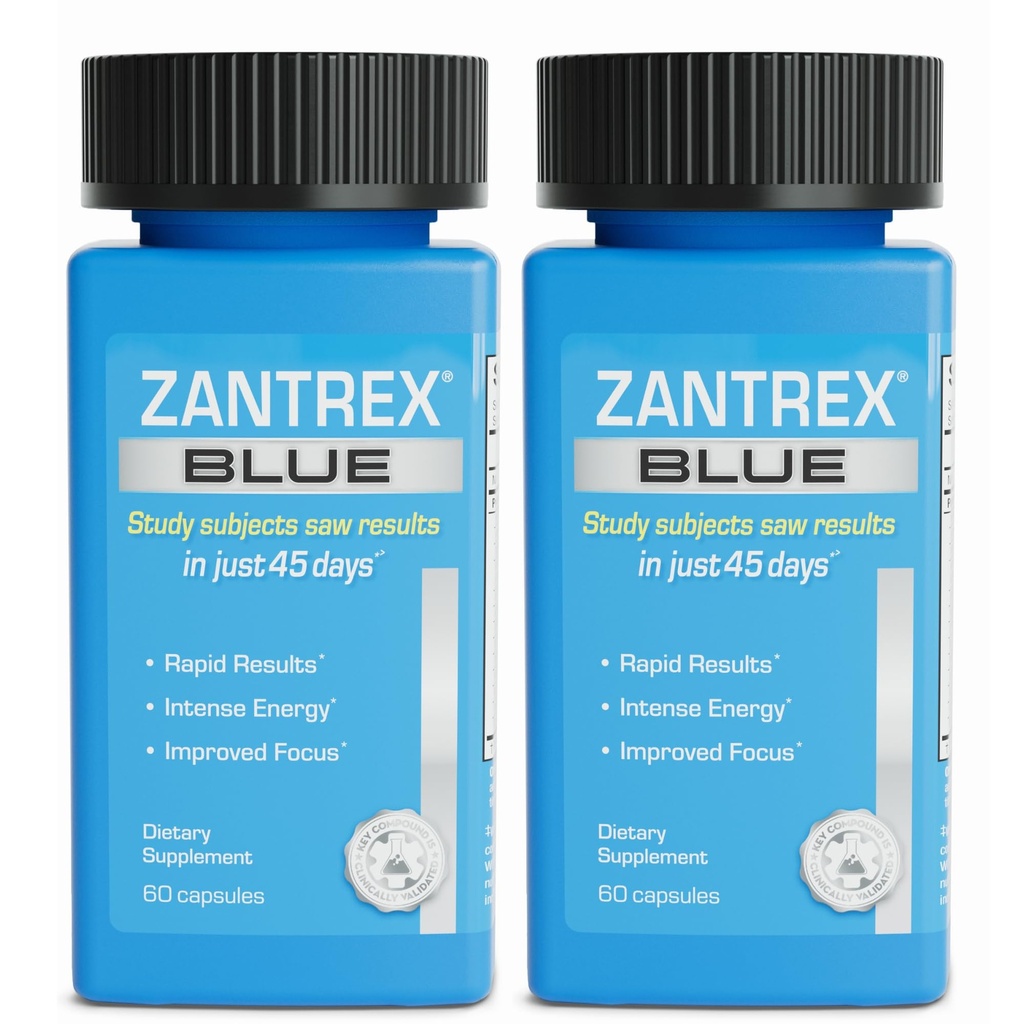 Zantrex Blue Energy & Thermogenesis Boost Energy | Weight Loss Supplement for Appetite Control, Increased Calorie Burn and Supports GLP-1 Levels | 120 Capsules