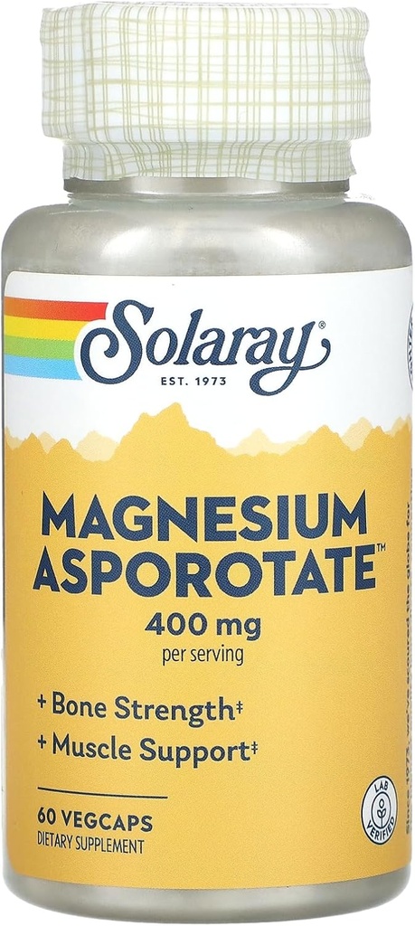 Supplément d'asporotate de magnésium Solaray, 200 mg, 60 Nombre
