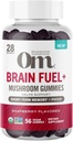 Om Mushroom Superfood Cerveau Fuel+ Gommies, 28 portions, supplément de gommy aux framboises avec la Mane de Lion pour la mémoire et le focus