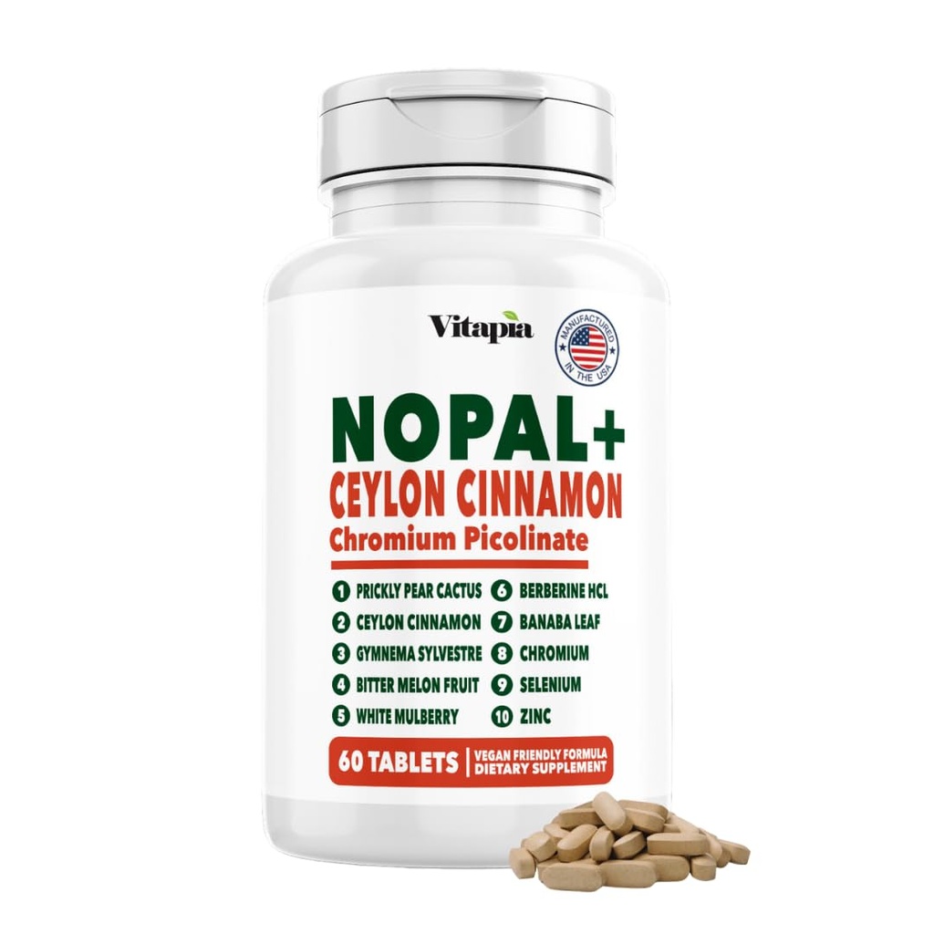 Extrait de cactus Nopal de Vitapia pour antioxydant, peau, métabolisme, bien-être, santé cardiaque - 60 capsules multiples - sans OGM, supplément sans gluten