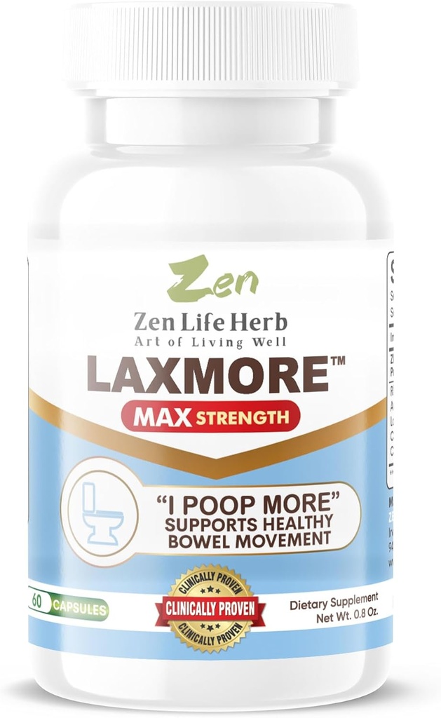 ZEN LIFE HERB LAXMORE I Poop Plus Max Strength Supplément 100% naturel à base de plantes (60 capsules)