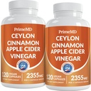 5-en-1 Ceylan Capsules de cannelle 2355mg - Capsules de vinaigre de cidre de pomme avec curcuma, Panax Ginseng et Bioperine (120 Nombre, boîte de 2)