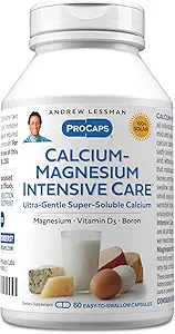 ANDREW LESSMAN Calcium Magnesium Intensive Care 250 Capsules - Bone and Skeleton Health Essentials. Capsules faciles à avaler, poudre fine super soluble. Doucement à même les ventres les plus sensibles