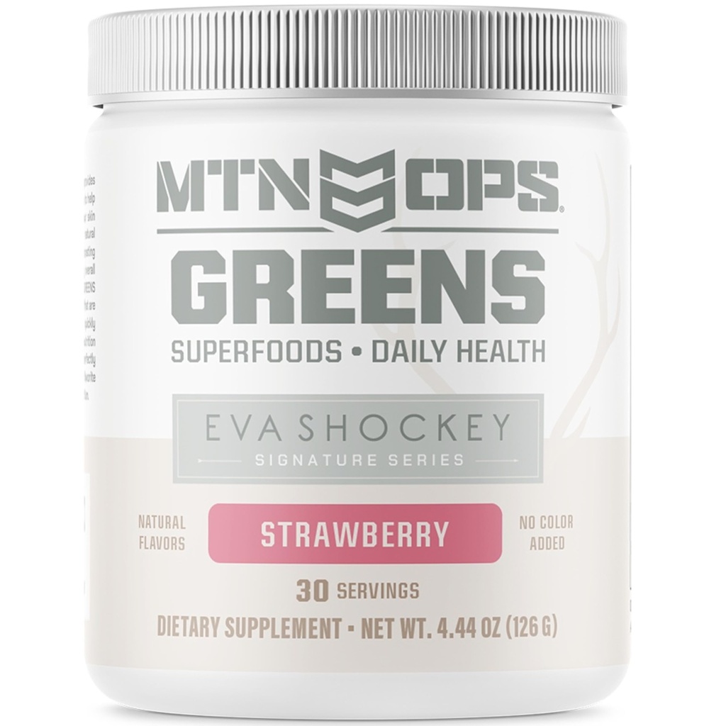 MTN OPS Eva Shockey Signature Series Super Greens Bio Super Foods Poudre, Fraise, 30 portions, Fraise, 4.4 Once