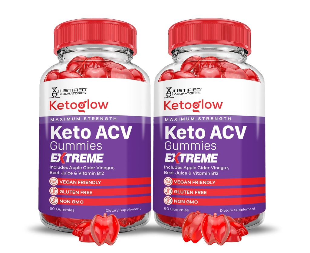 (2 Pack) Keto Glow Keto ACV Gummies Extreme 2000MG Ketoglow Keto Gummies Apple Cider Vinegar Formulated with Pomegranate Beet Juice Powder B12 Vegan Non GMO 120 Gummys