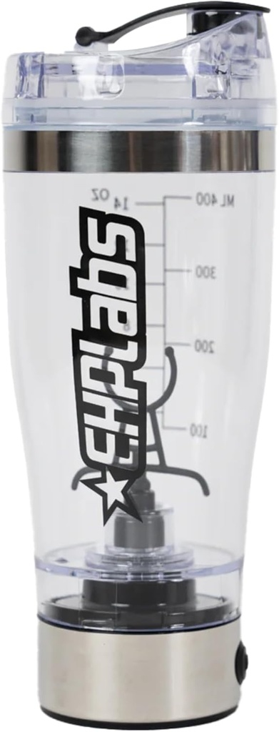 EHPlabs Bouteille à agitateur de protéines électriques - 15oz Bouteille à mélangeur portable - Bouteille à mélangeur personnel - Bouteille à agitateur de protéines électriques pour le remplacement des repas