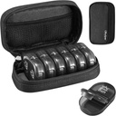 Serfeymi Weekly Travel Pill Organizer 2 fois par jour AM PM Upgraded Black Pill Box 7 Day with Portable Zipper Canvas Pill Case, organisateur de médicaments pour les pilules, vitamines, suppléments, huiles de poisson - Noir 01