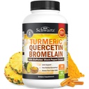 Turmeric Quercetin avec supplément Bromelain - Natural Extra Strength Immune and Joint Support with BioPerine Black Pepper for Max Absorption - Supplément Bromelain Tumeric Organique Vegan Safe, Non-OGM