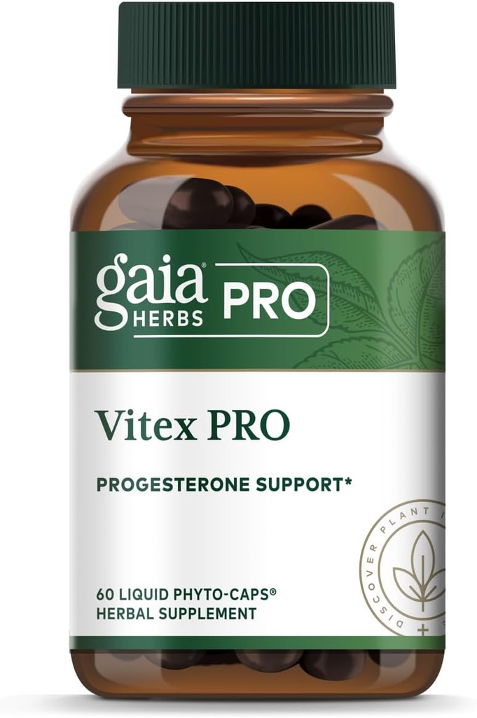 Gaia Herbs Pro Vitex PRO- Supplément soutient le cycle menstruel normal et la ménopause saine* - Supplément de soutien à la progestérone* avec extrait biologique de baies de Chaste Tree - 60 capsules de Phyto liquide (30 portions)