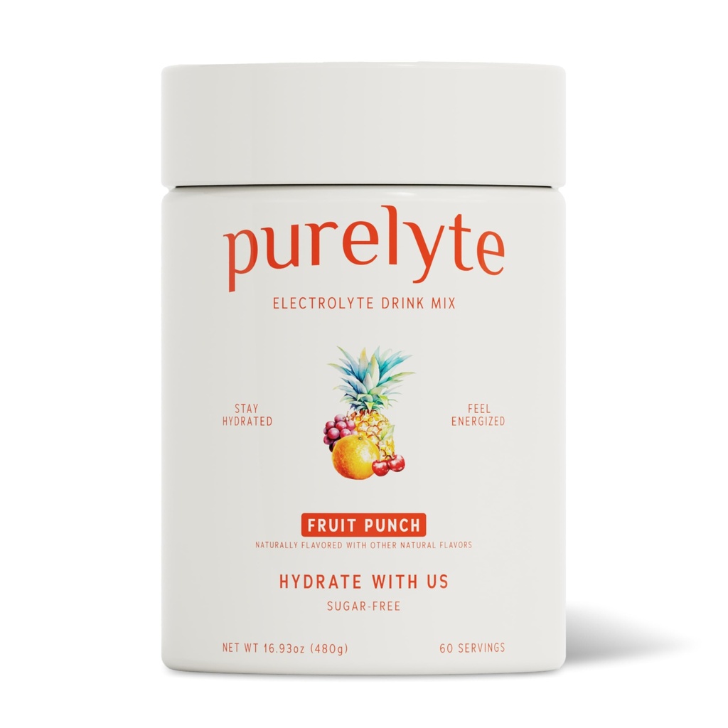Electrolyte Powder Drink Mix – Sugar-Free, Naturally Flavored Hydration Powder with 5 Key Electrolytes & Trace Minerals – Keto, Vegan & Gluten-Free, 60 Servings, Fruit Punch