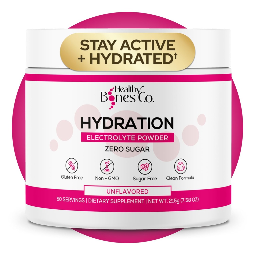 Sugar-Free Electrolyte Powder Drink Mix Fast Hydration (220 gr, Unflavored) with Key Electrolytes and Trace Minerals –Keto Friendly, Vegan