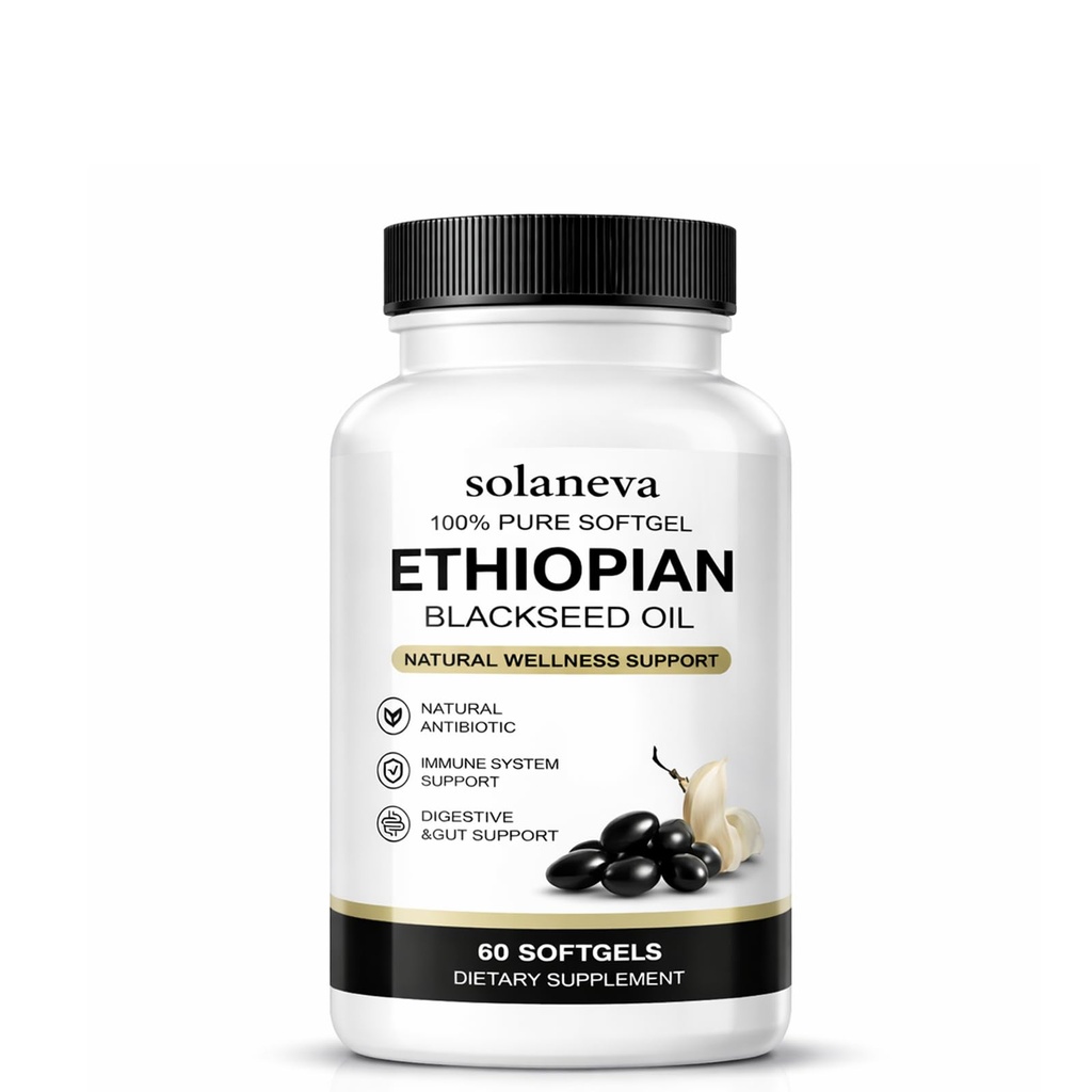 Solaneva Ethiopian Black Seed Oil, Non-GMO & Gluten-Free – 60 Softgels