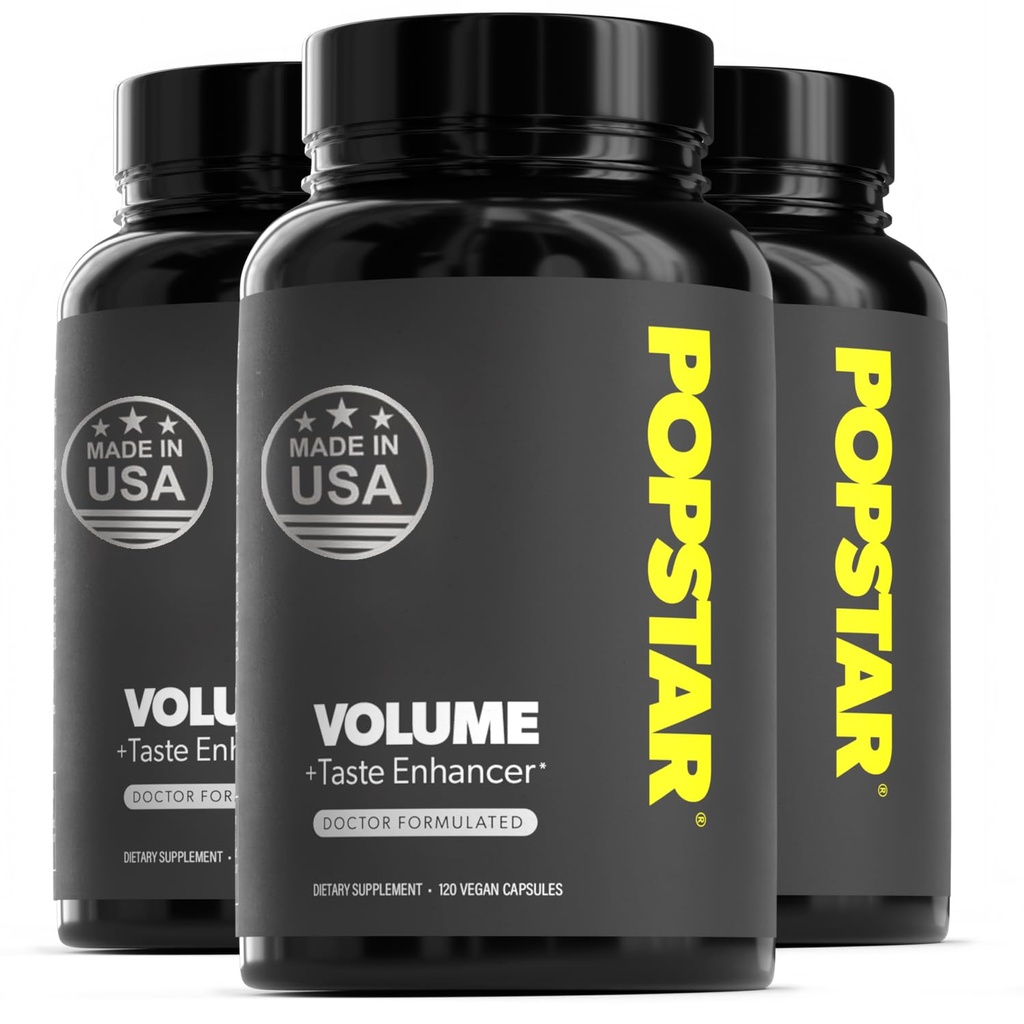 POPSTAR Labs Semen Volume Booster - Supplément pour la santé et la fertilité du sperme pour hommes - Doctor Formulé pour augmenter le volume de charge - Fabriqué aux États-Unis - Non-OGM, biologique, végétalien - 360 capsules - (3 mois d'approvisionnement)