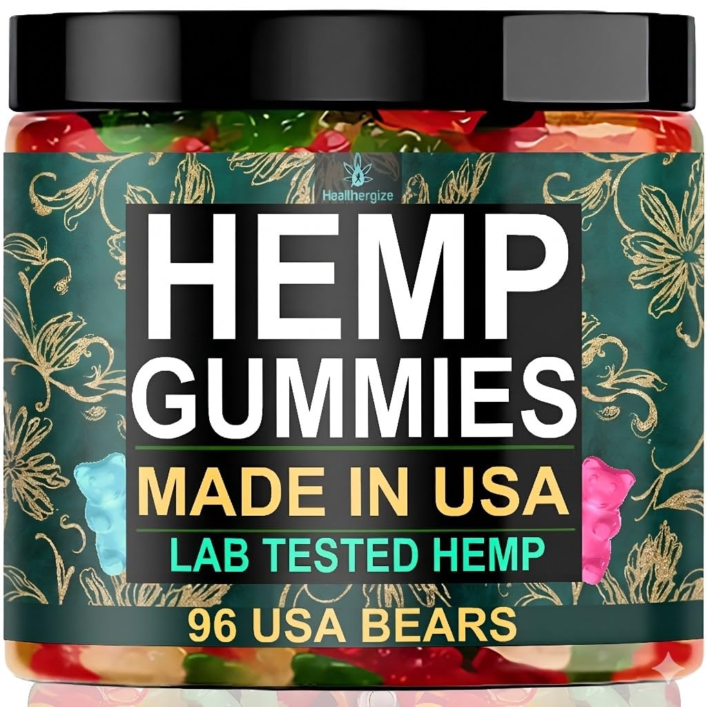 Hemp Gummies for Sleep and Calm Relaxation-Made in USA-Natural Hemp Oil Infused Edibles Gummy Bear Candy-96 Count