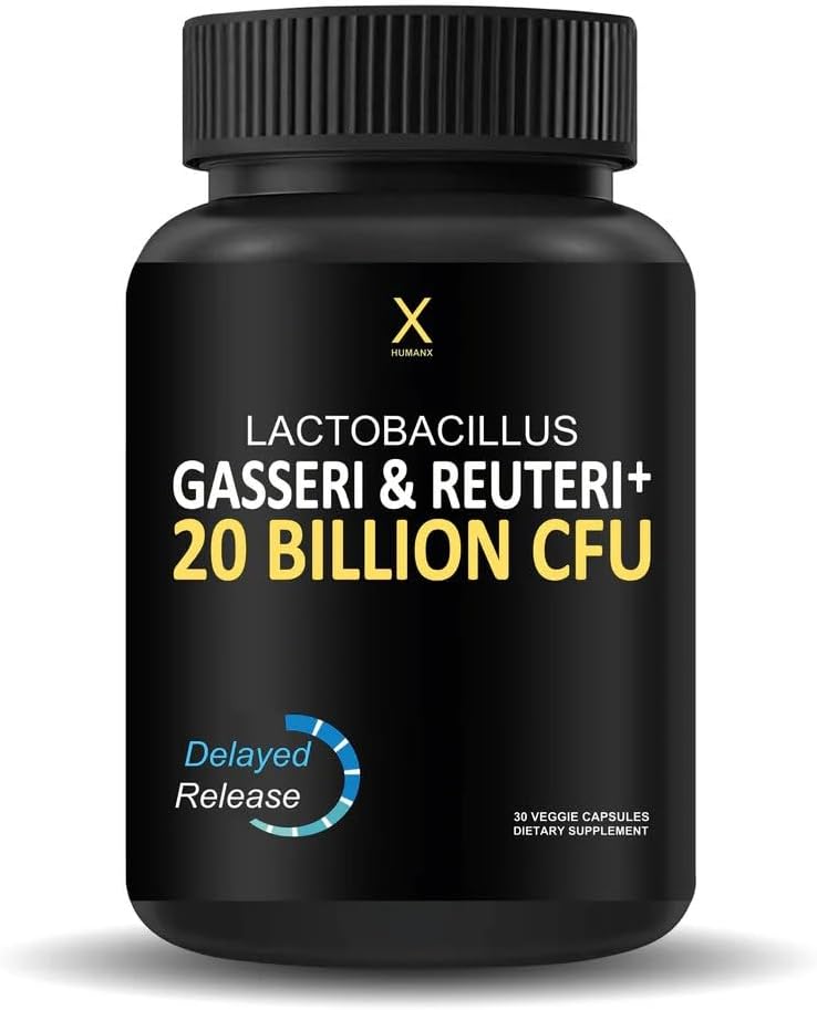 HUMANX Lactobacillus Gasseri & Reuteri+ 20 milliards CFU Plus Prébiotiques organiques et punicaligans - Suppléments probiotiques - États-Unis Fabriqués - Non-OGM - Capsule de libération retardée