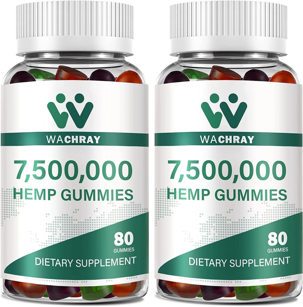 Hemp Gummies for Sleep Anxiety Pain Inflammation Relief Chewable High Potency Premium Ultra Strength Organic 100% Natural Hemp Gummy Low Sugar for Adults 2 Packs