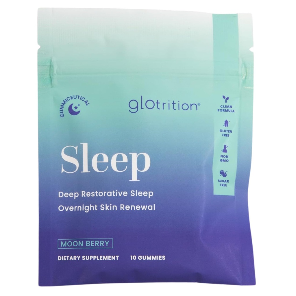 Glotrition Beauty Sleep Gummy Travel Pack | Deeper, Higher Quality Sleep | Rejuvenate & Moisturize Skin at Night | Non-Habit Forming with Natural Ingredients | 10 Gummies