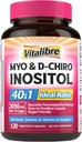 Inositol Supplement, Myo-Inositol & D-Chiro Inositol Fertility Supplements for Women, 40:1 Ideal Ratio, Hormone Balance and Ovarian Support, 120 Vegan Capsules