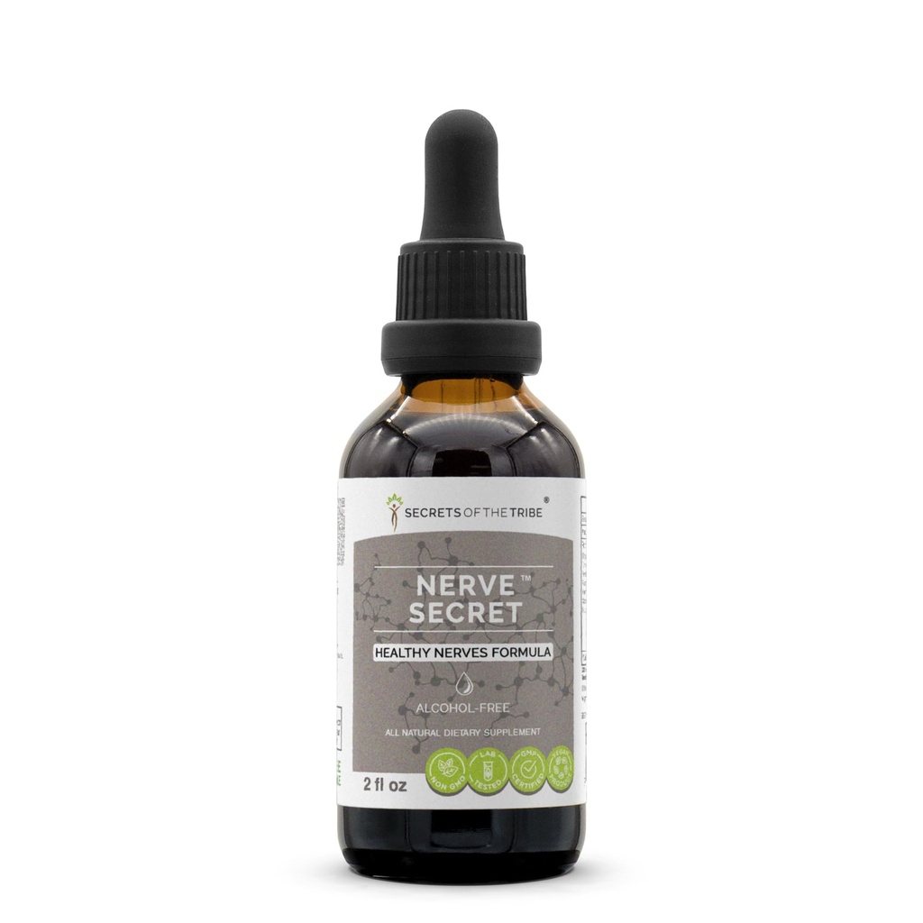 Secrets of the Tribe - Nerve Secret, Herbal Supplement Blend Drops Alcohol-Free Liquid Extract, Healthy Nerves Formula (2 fl oz)