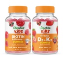 Biotine Lifeable Enfants + Vitamine D3 + Vitamine K2 Enfants, Gummies Bundle - Grande dégustation, supplément de vitamine, sans gluten, sans OGM, Gummy à croquer
