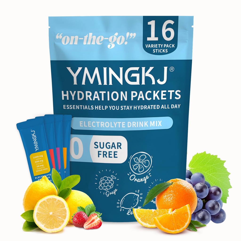 Electrolyte Powder Packets with 2 Billion CFU Probiotics - 1000mg Sodium for Rapid Hydration & Recovery - Sugar-Free Drink Mix with Pink Himalayan Salt, B-Vitamins, Zinc & Magnesium - 16 Stick Packs