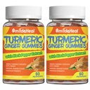 Gommies curcumin curcumin curcumin 500mg, avec extrait de racine curcuma, racine de gingembre, extrait de poivre noir, support antioxydant, gommies orange, 60 Nombre (paquet de 2)