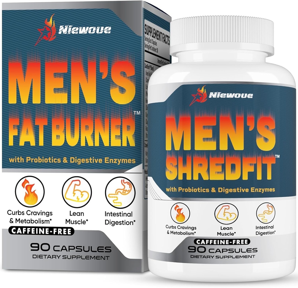 Thermogenic Fat Burner for Men, GLP-1 Support, Premium Appetite Suppressant with Green Tea, Probiotics & Digestive Enzymes - 90 Capsules