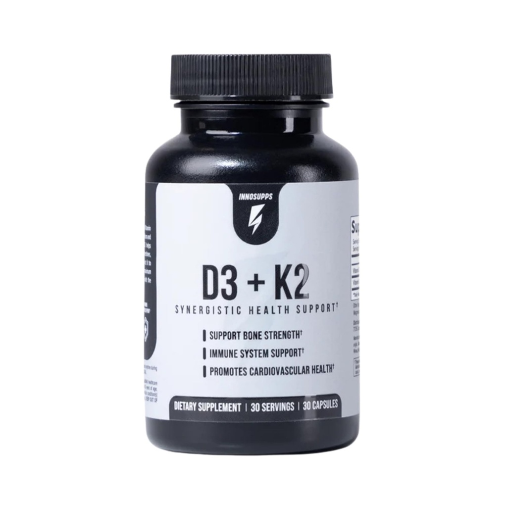 Inno D3+K2 - Vitamin K2 and D3 Supplement with Magnesium for Immune Support, Bone Strength, and Cardiovascular Health - Vitamin Complex Supplements for Overall Health & Wellness (30 Capsules)