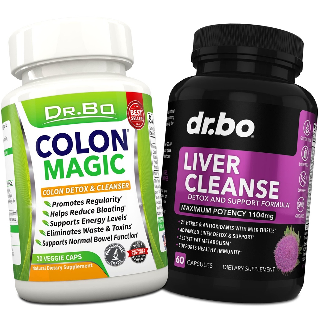 Colon Cleanse & Liver Cleanse Detox Support Supplément - Pilules naturelles de nettoyage Bowel pour Bloating Intestinal et Relief de Constipation Daily - Lait Thistle Dandelion Caps & Aide Gallbladder Suppléments